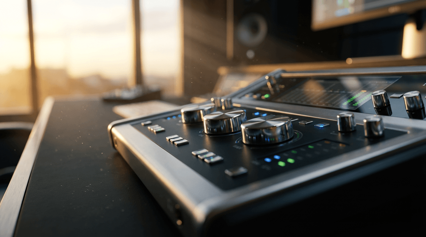 Audio-Interface mit leuchtenden LED-Pegeln